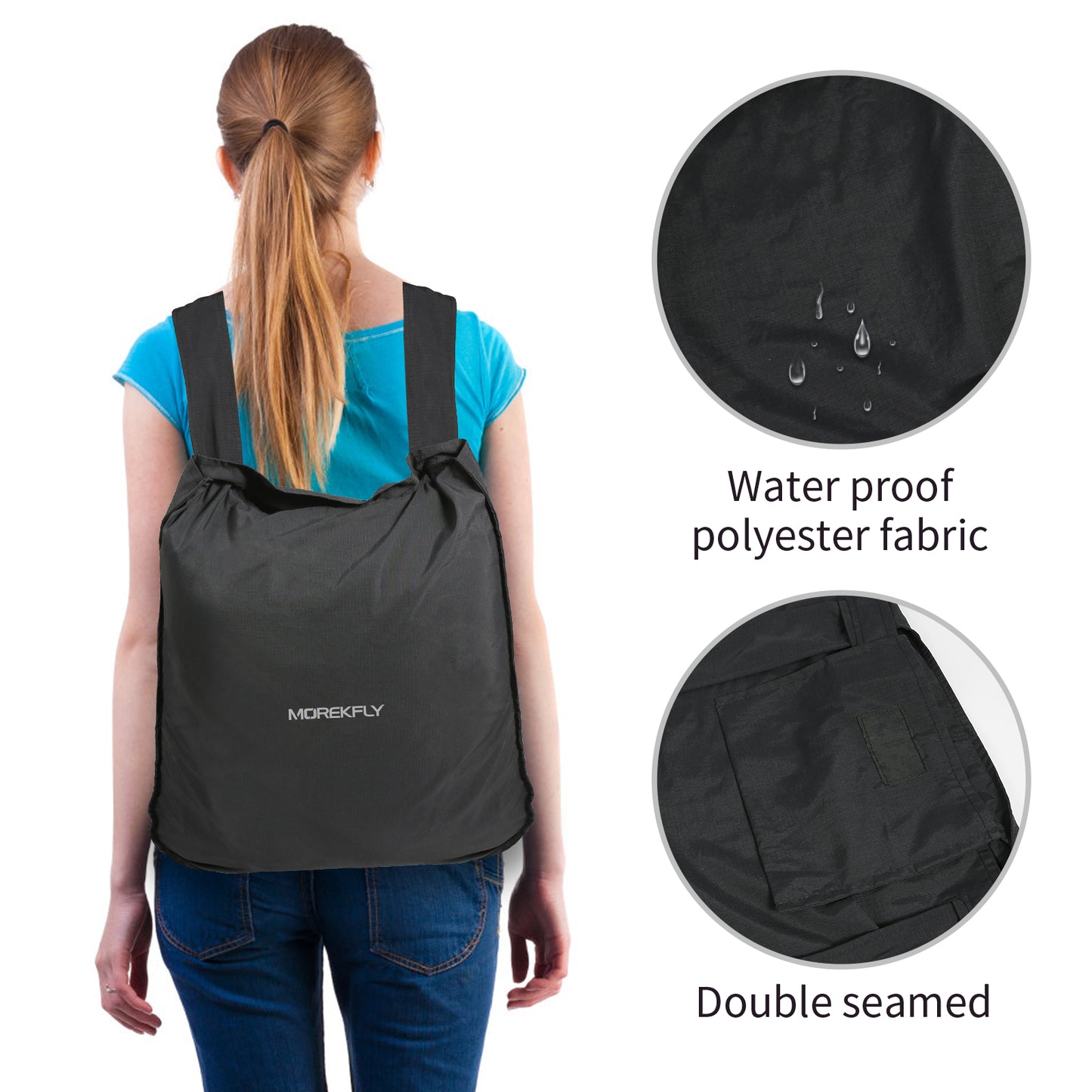 Black backpack for shopping grocery bags large size shopping bag packable fits in Pocket reusable bag for purse reusable grocery bags printed backpack for grocery shopping Lightweight Heavy Duty& Durable Eco Friendly